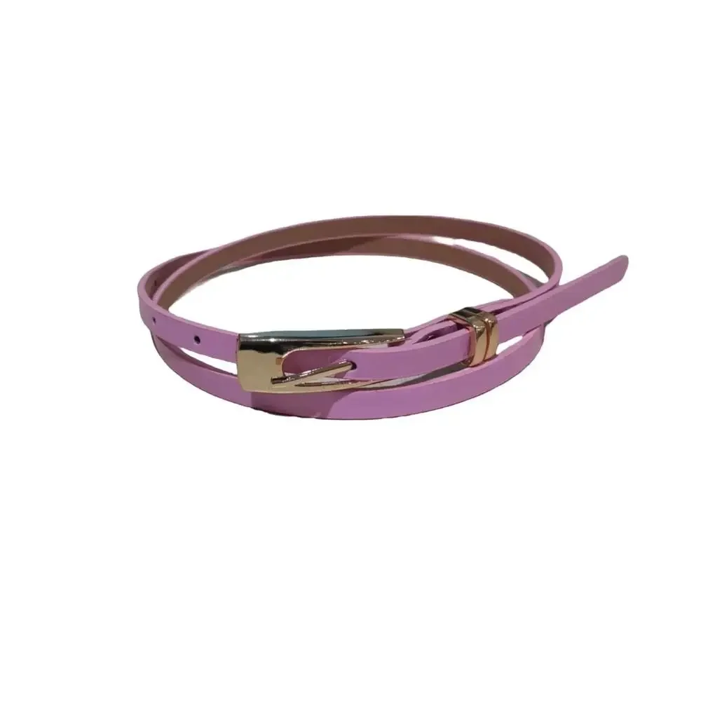 Fashionable PU Leather Narrow Belt with Multicolor Decoration