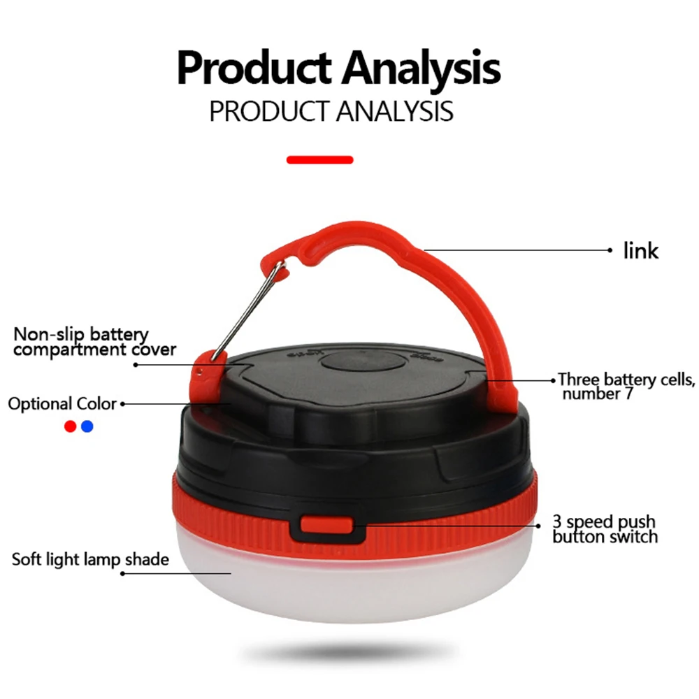 Camping light Portable 3 Lighting Modes Emergency with Magnet Base For Outdoor Work Tent Camping Supplies Without Battery