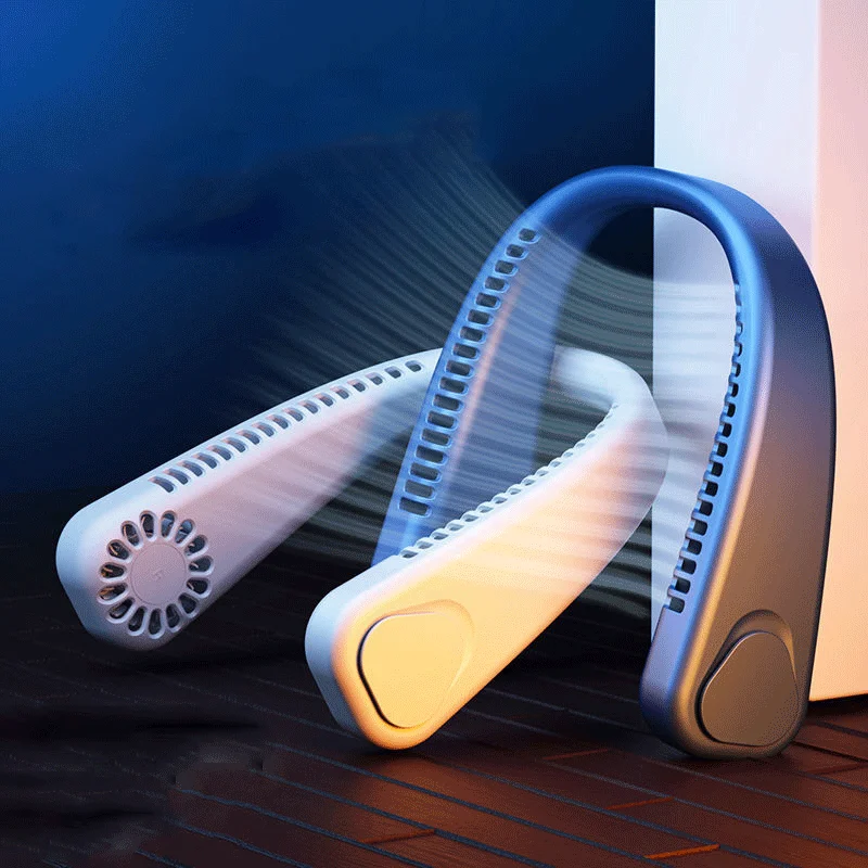 Headphone Design Mini Sport Neck Fan Adjustable Air Cooling Low Noise