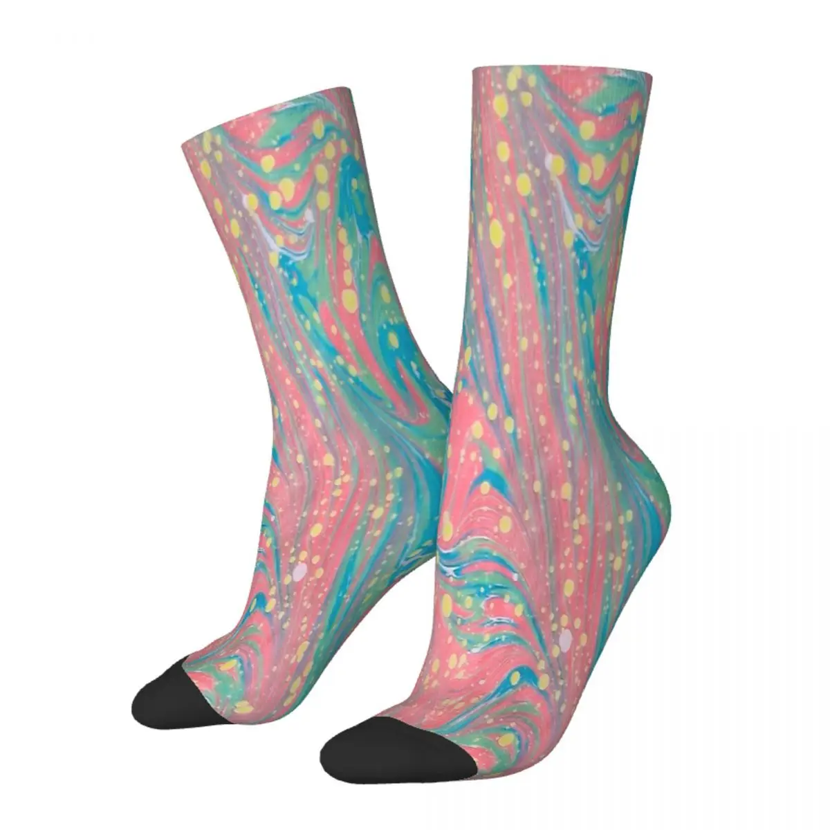 

Yellow Polka Marbling Marbled Marble Pattern Socks Male Mens Women Summer Stockings Harajuku
