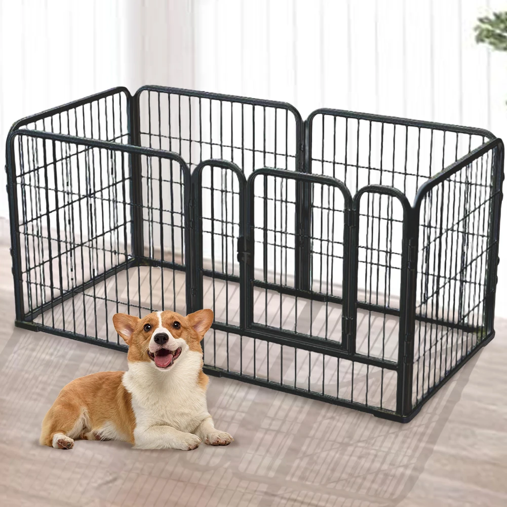 6 Panels Heavy Duty Dog Puppy Playpen Foldable Exercise Puppy Kennel Cage Heavy Duty Dog Exercise Fence for Cat Puppy Rabbits