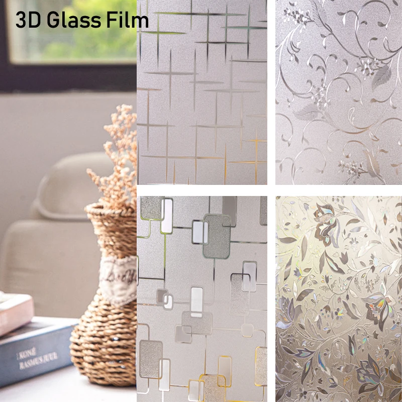 3D Glass Window Stickers Privacy Glass Static Stickers Non Adhesive Glass Window Stickers Home