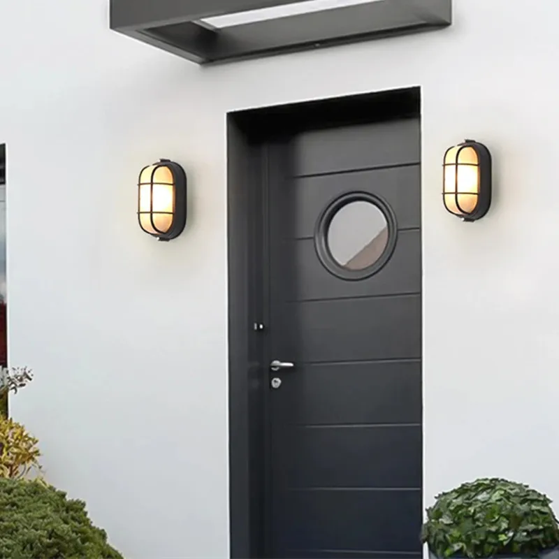 Retro E27 Industrial Wall Lights Outdoor Waterproof Exterior Glass Wall Lamp for Garden Yard Porch Corridor Vintage Oval Sconce