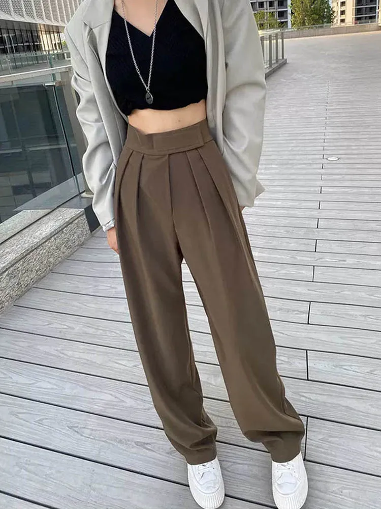 Wide Leg Women Classic Suit Pants Vintage Palazzo Office Elegant Casual  Black Trousers Female High Wasit Pants - AliExpress 200000345