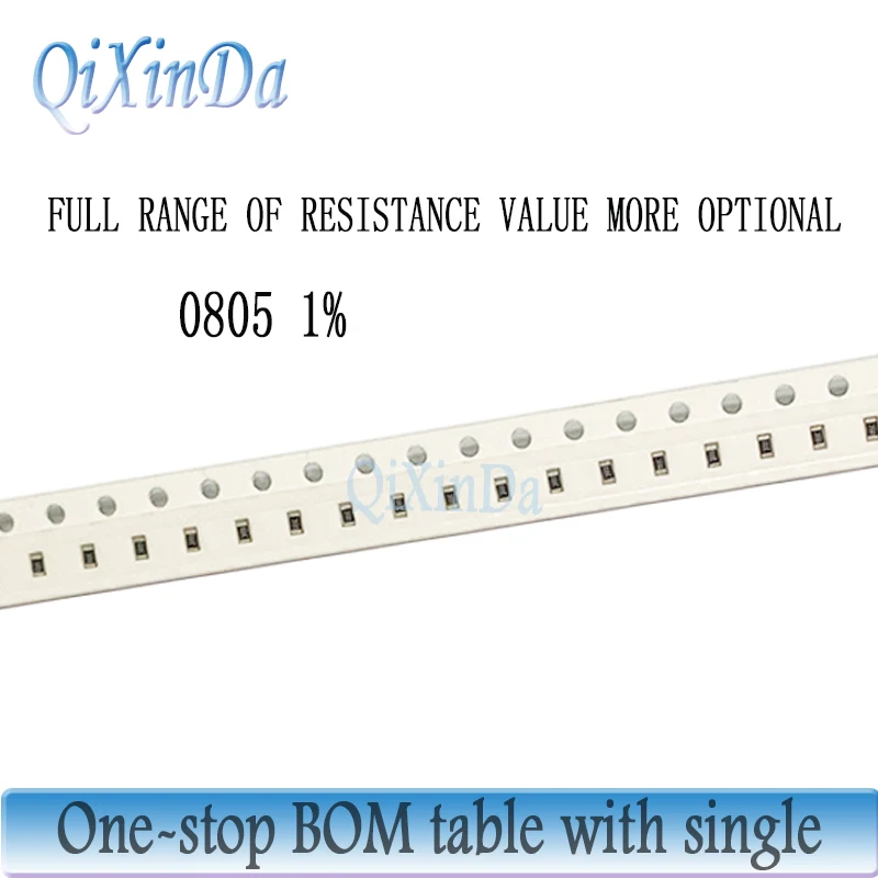 100PCS 0805 SMD 1% Resistenza 0R-10M 0.1R 0.18R 0.47R 1R 4.7R 10R 12R 33R 1K 10K 68K 75K 100K 220K 470K 750K 1M 4.7M 6.2M 9.1M