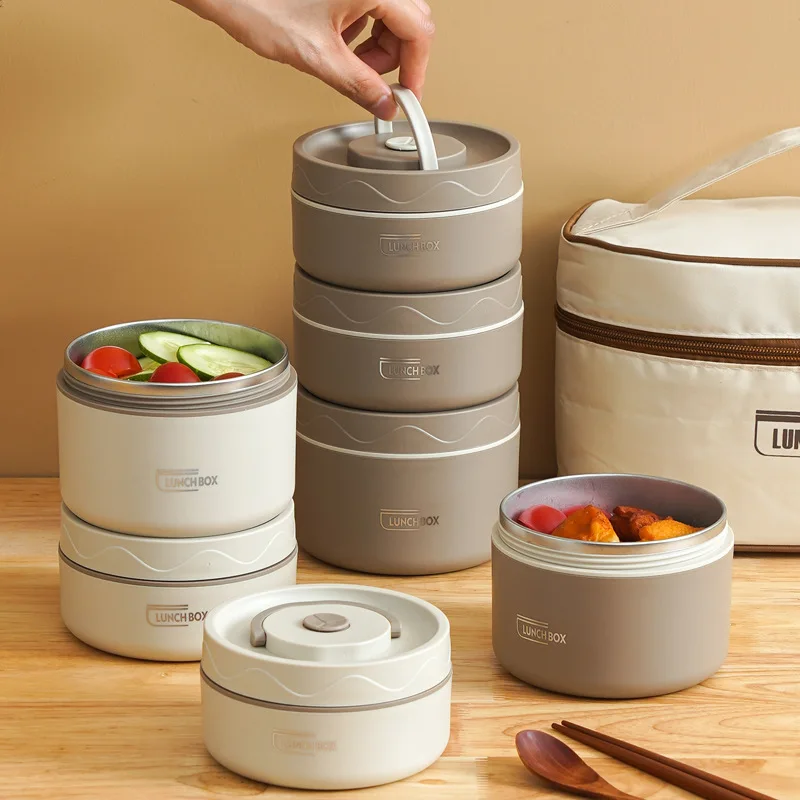 Microwavable Portable Insulated Food Container Lunch Box Stainless Steel Bento Box Insulated Leakproof Thermal Lunch Bag Set lunch box