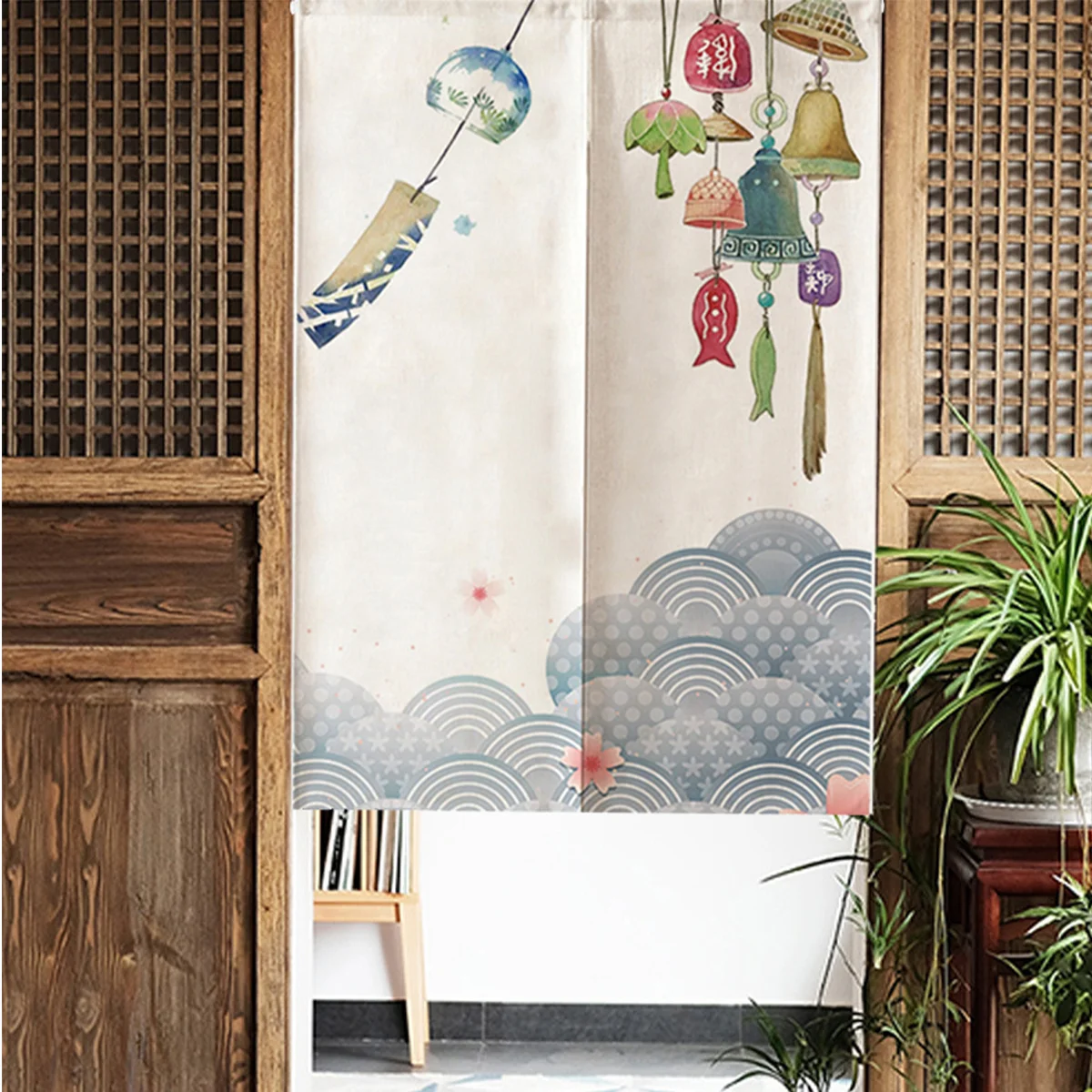 

Japanese Doorway Curtain Traditional Doorway Drape Panel Split Curtain Wind Chime Partition Kitchen Curtain Hallway