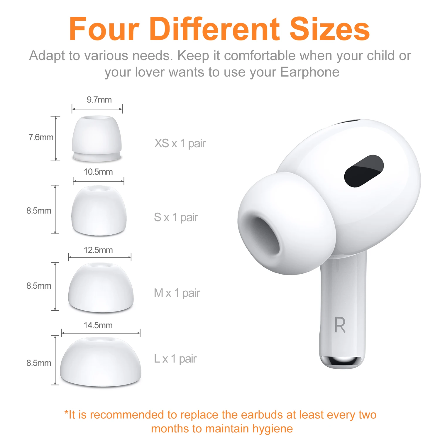 [3 Pairs] Replacement Ear Tips for Airpods Pro and Airpods Pro 2nd  Generation with Noise Reduction Hole,Silicone Ear Tips for Airpods Pro with