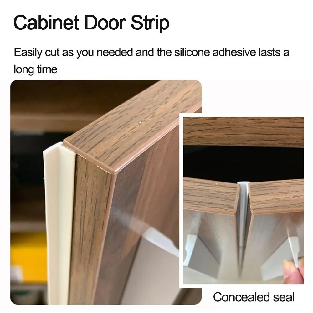 Self-Adhesive Cabinet Door Seal Strip Wardrobe Seal Gap Filling Insect-proof Moisture-proof TPE Dust-proof Strip 2.4m/roll