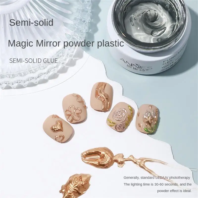 

20g Nail Glue Canned Semi Solid Magics Mirror Powder Modeling Adhesive Non Flowing Phototherapy Glue Nail Enhancement Nail Art