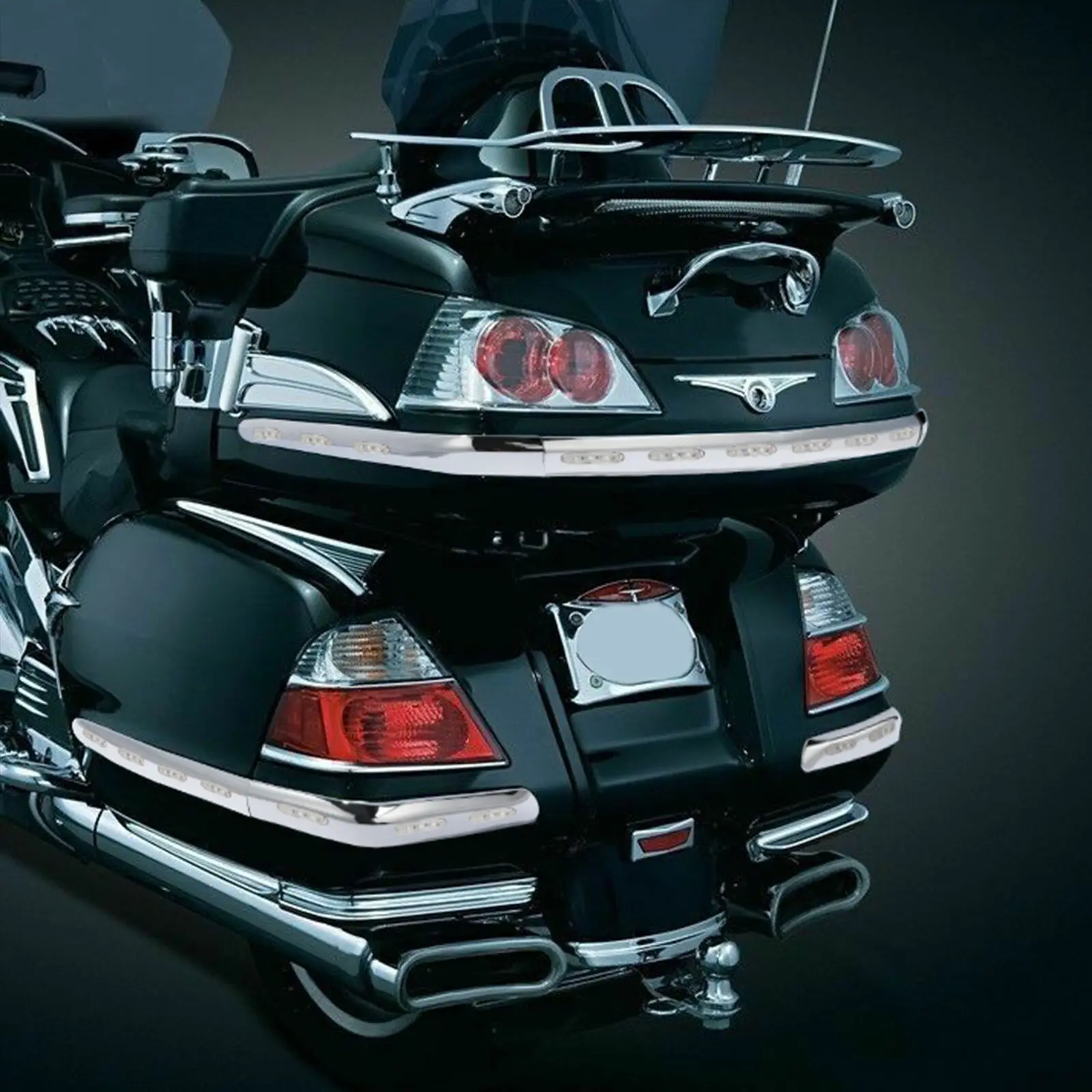 Motorcycle Accessories Rear Trunk Saddlebag Trim With LED Light Set For Honda Gold Wing 1800 GL1800 2001-2011 Motorcycle Clear/Red/Smoke