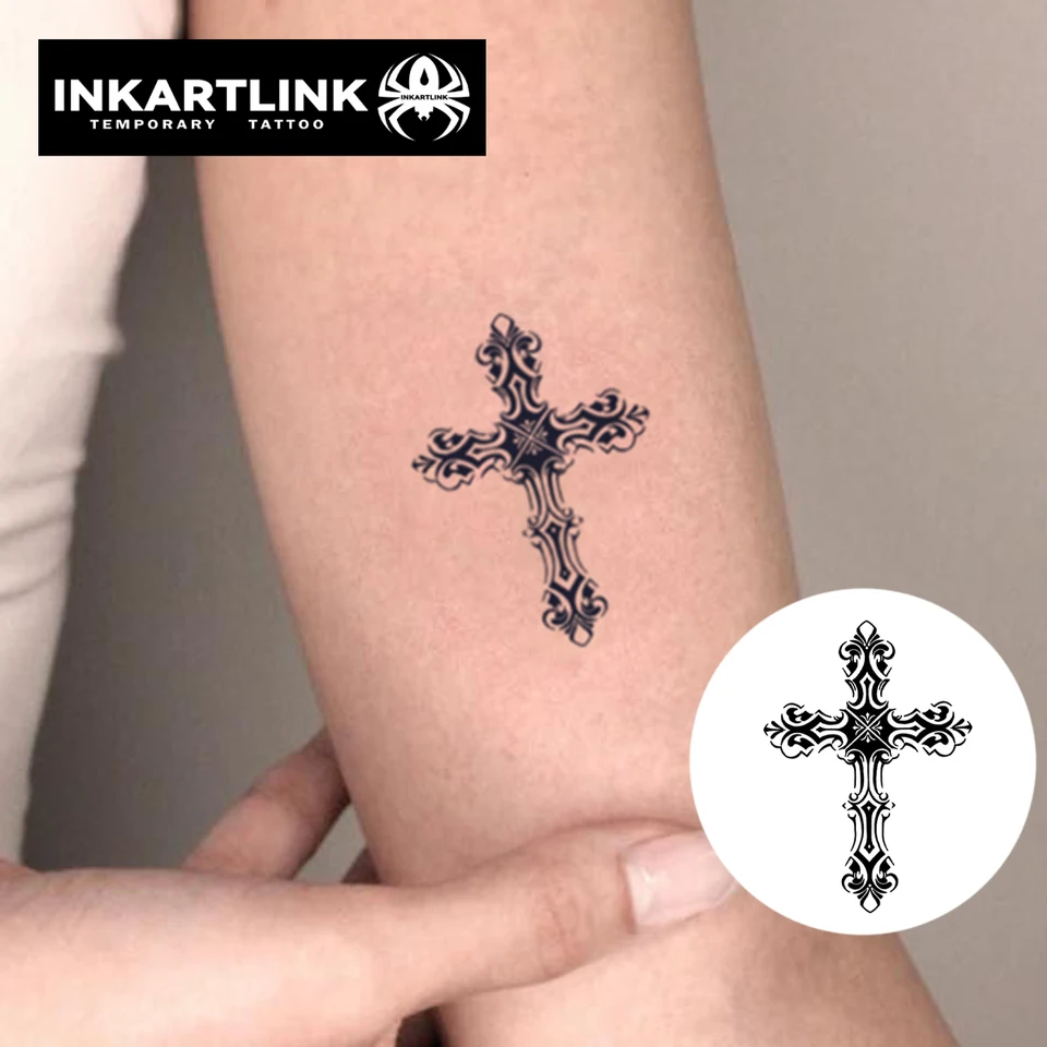 Kruis Tijdelijke Tattoo Stickers, Waterdichte Magische Tattoo, Duurt Tot 15  Dagen Nep Tattoo, Semi Permanente Tattoo. - AliExpress, image size:960x960