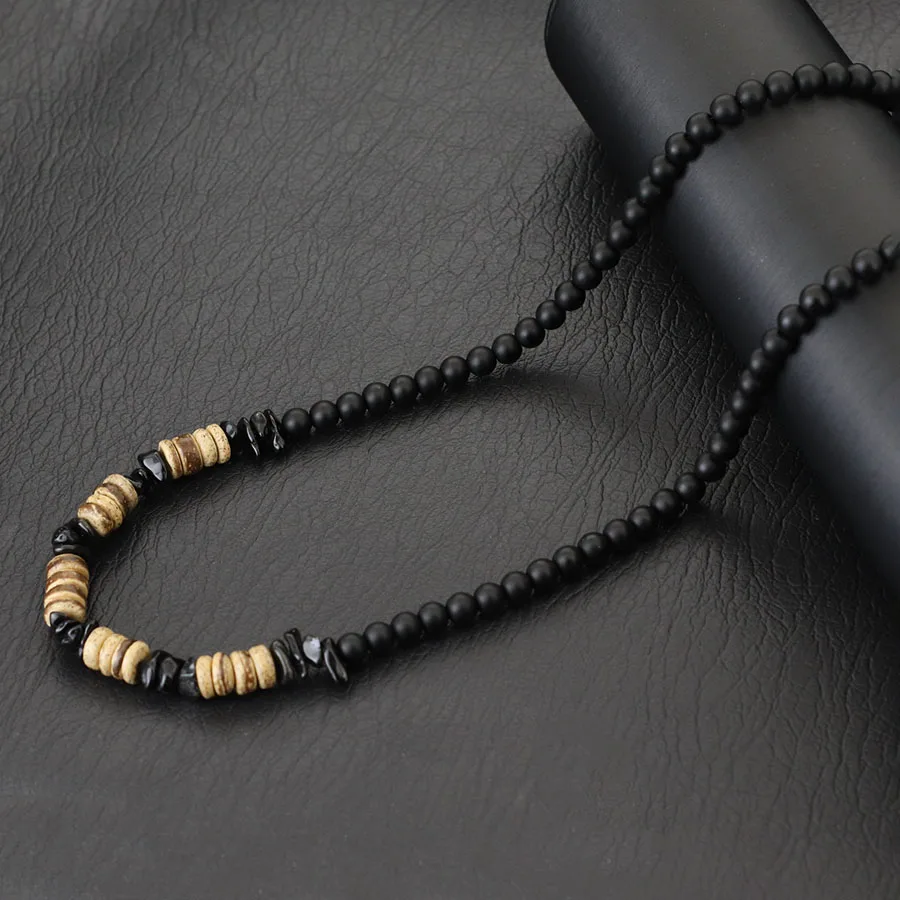 Mode Männer Halskette 20 Zoll Natürliche Tigeraugen Blau Howlith Stein Kragen Hiphop Zubehör Kokosnuss Schale Perlen Colar Schmuck – Detail 9