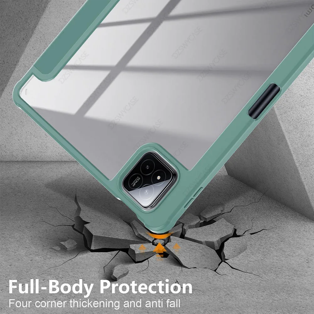 Durable Tablet Case with Pencil Holder and Clear Back Shell