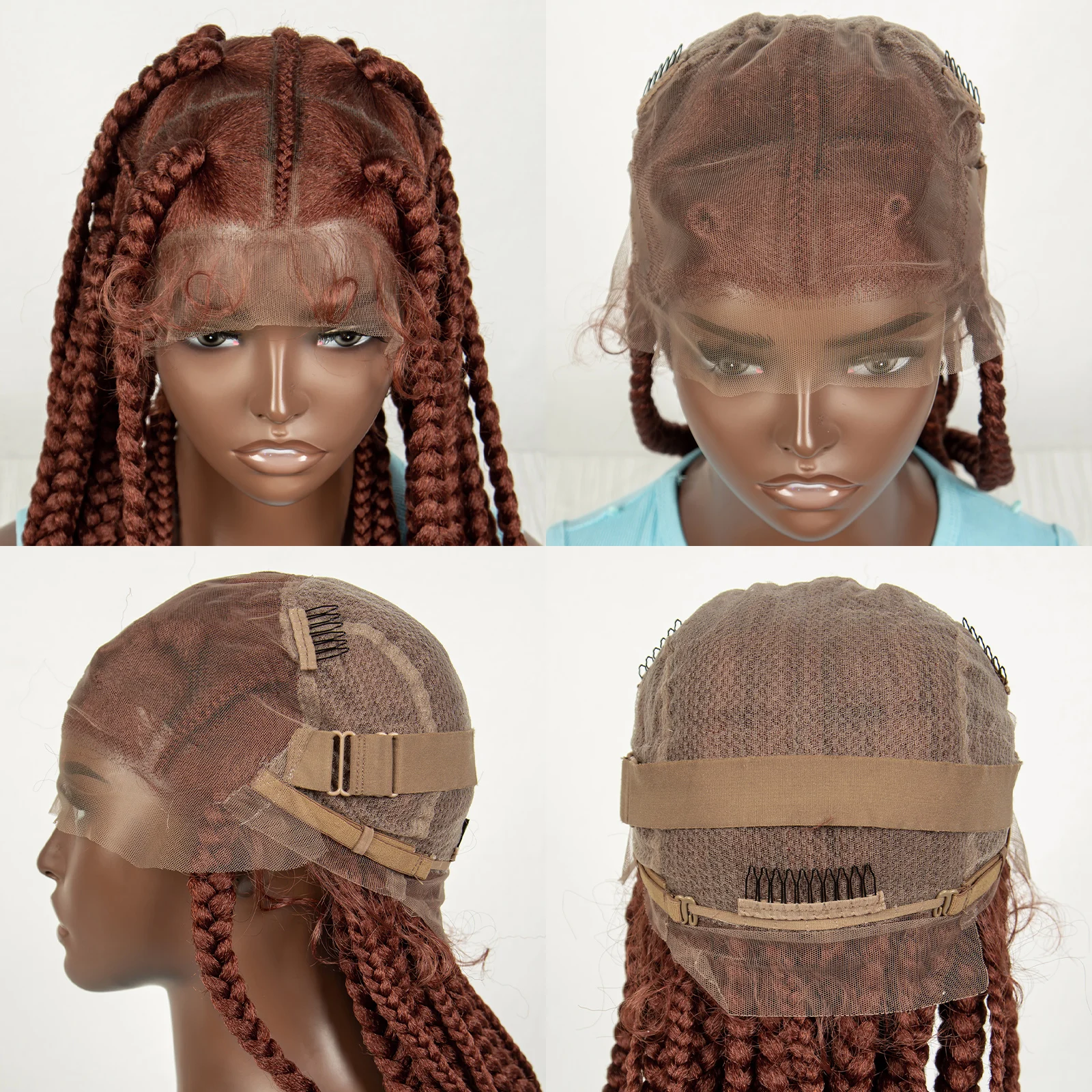 350 Ginger Color Full Lace Braided Wigs Synthetic Knotless Box Twisted  Braids Wig for Black Women Lace Front Braiding Hair Wigs - AliExpress