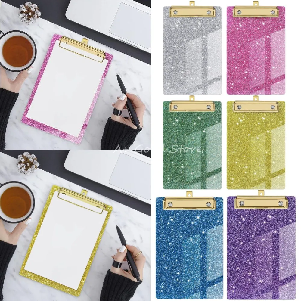 

File Folder Clipboard Acrylic Clipboard Memo Pad Clip Board Loose-Leaf File Writing Clamps Paper Holder Office School Supplies