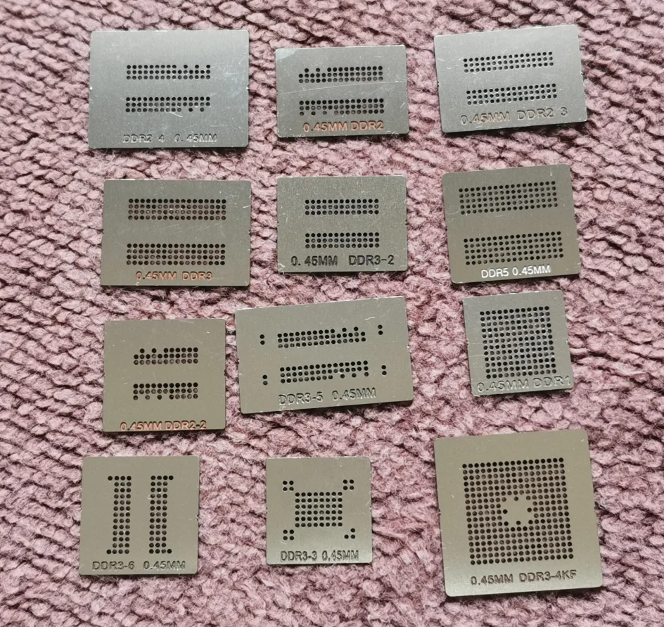

12Pcs/Set BGA Stencils Direct Heating Stencil With BGA Reballing Kit For DDR1 DDR2 DDR2-2 DDR2-3 DDR2-4 DDR3 DDR3-2 DDR3-3