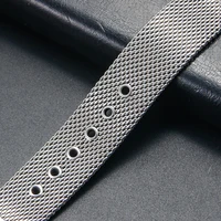 Pour Omega Seamaster 20mm argent noir maille Bracelet Interface plate en acier inoxydable Bracelet de montre respirant conception légère 6