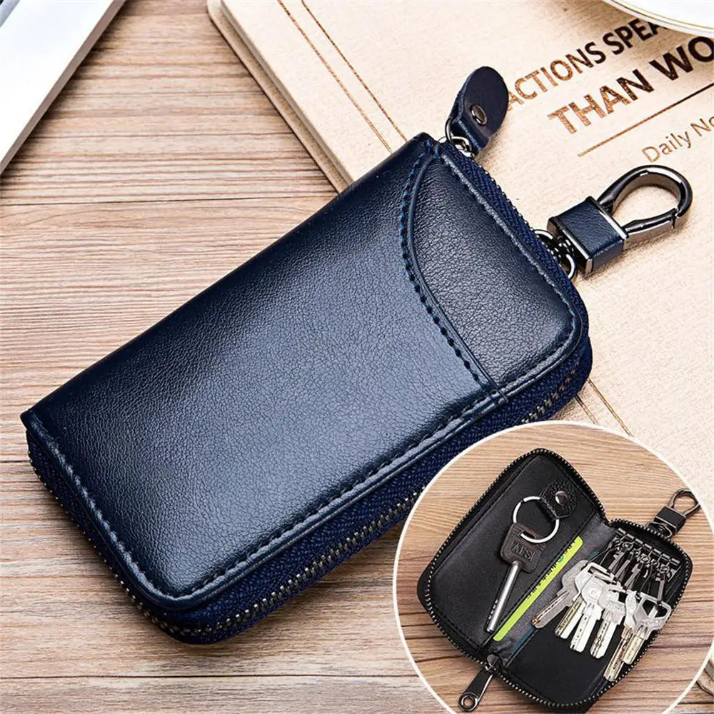 Men Leather Zipper Key Case Fashion Multifunctional Car Key Organizer Card Bag Wallet Keychain Split Wallet Holder Organizer key case key holder key organizer key purse
