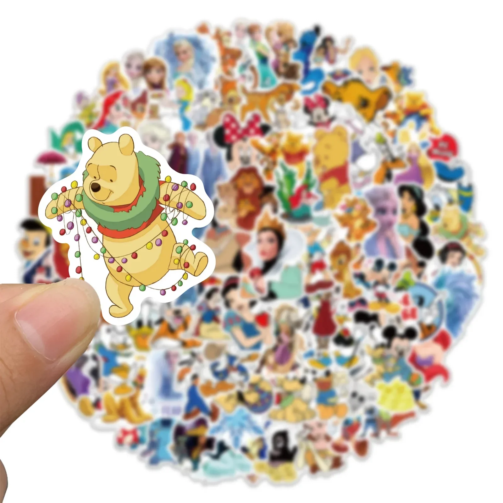Cartoon Stickers 50/100Pcs Cute Disney Character Mickey Mouse Princess Cartoon Stickers Aesthetic Laptop Car Mix Anime Sticker Kid Toy