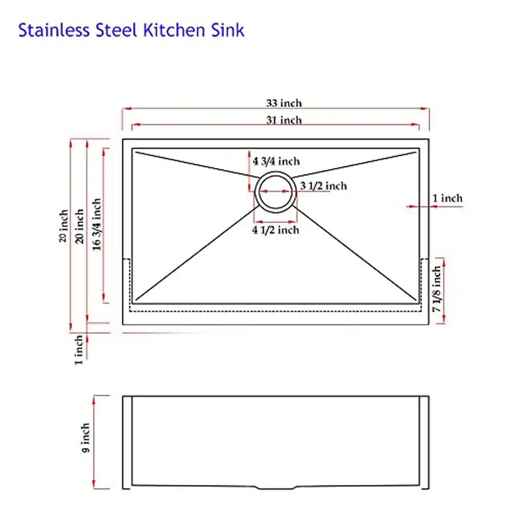 Gold Stainless Steel Farmhouse Kitchen Sink 33 Inch Single Bowl Brushed Brass Apron Front Durable 304 Material Scratch Resistant 6