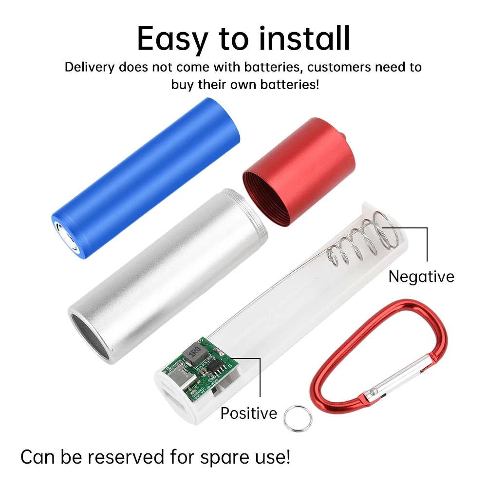 1x18650/21700 Tpye-C Portable Power Bank Case with Buckle DIY Mobile Power Supply Sleeve Material Solderless Battery Box