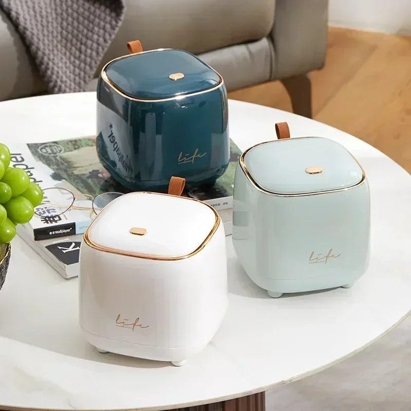 Mini Desktop Trash Can Double-layer Coffee Table Bomb Cover Small Trash Can Storage Bucket Wastebasket