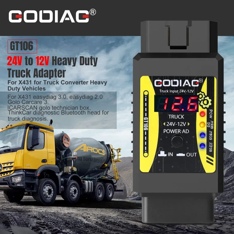 

Godiag Gt106 24V to 12V Heavy Duty Truck Adapter Power Adapter