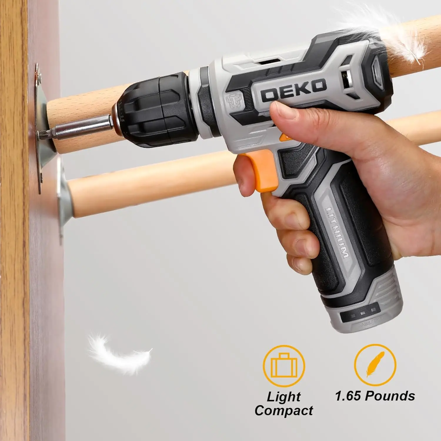 Cordless Drill Set with LED Light and Keyless Chuck