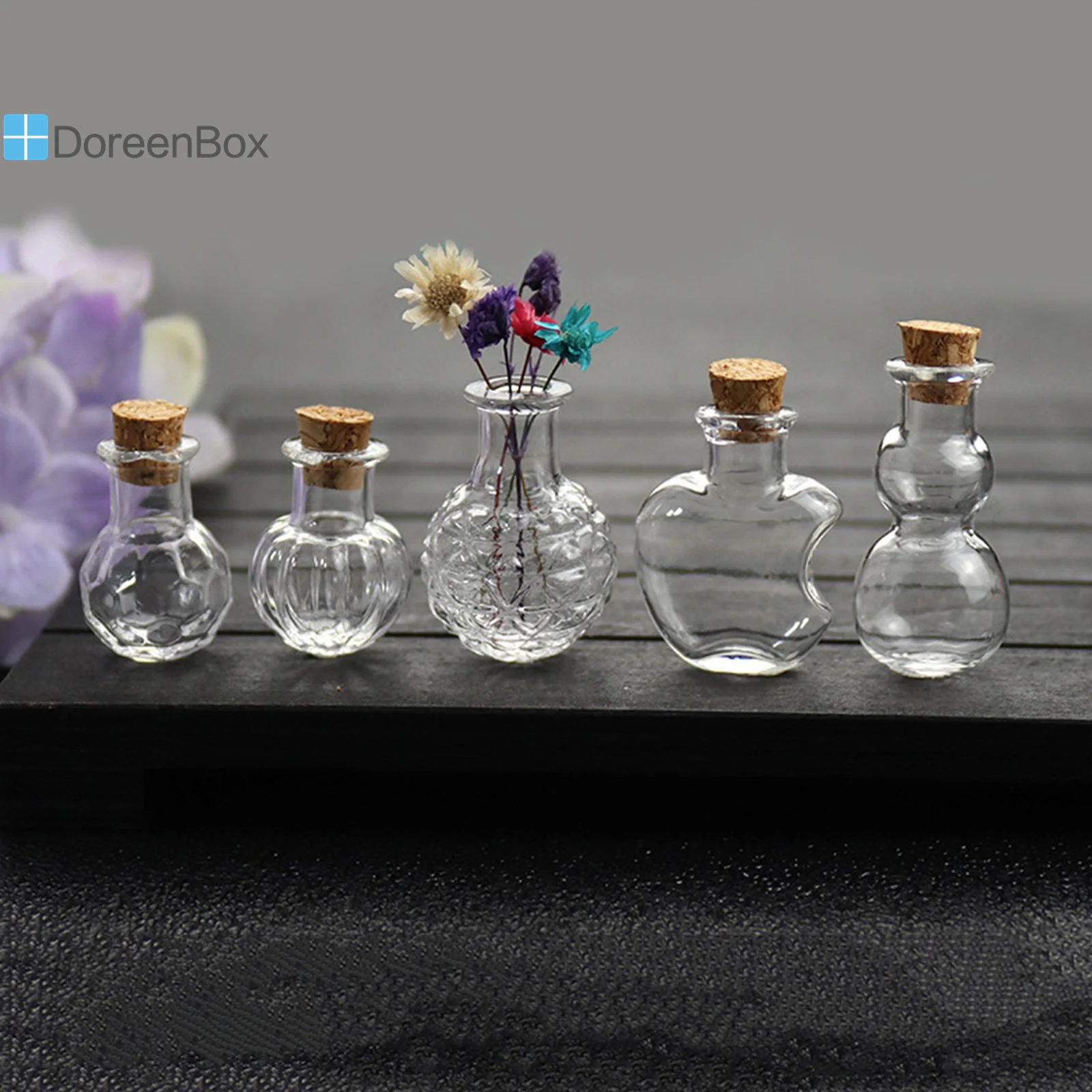 2 PCs Mini Glass Wishing Bottle Miniature DIY World Model Glass Small Bottle Pendant Doll House Drifting Bottle Empty Bottles