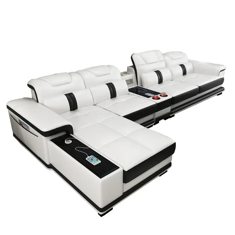 

Роскошный комплект диванов из итальянской кожи с верхним слоем из воловьей кожи с функцией Bluetooth