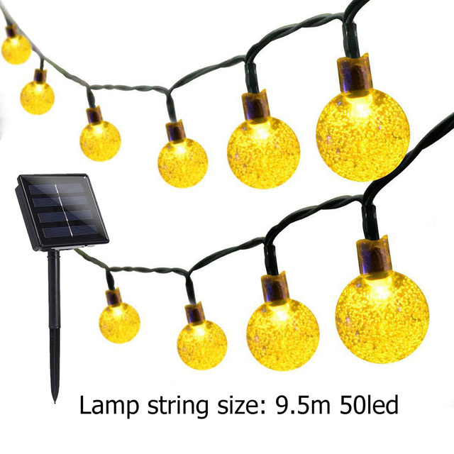Solar Fairy Light Crystal Ball Outdoor IP68 Waterproof Bulbs String Lamp Garden Garlands Yard Home Wedding Decor String Lamp