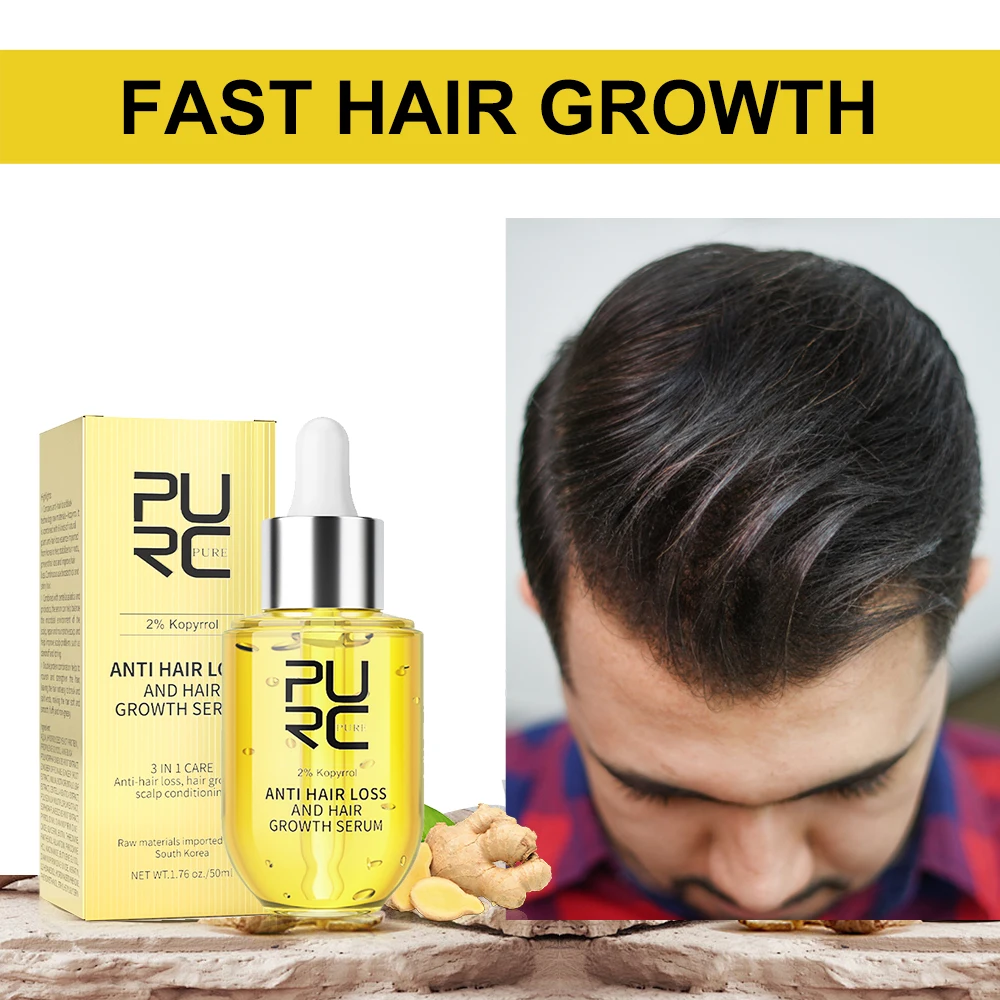 PURC Ginger Hair Growth Products Fast Hair Growth Oil for Men Women Loss Scalp Treatment Regrowth Thicken Serum Hair Care 50ml
