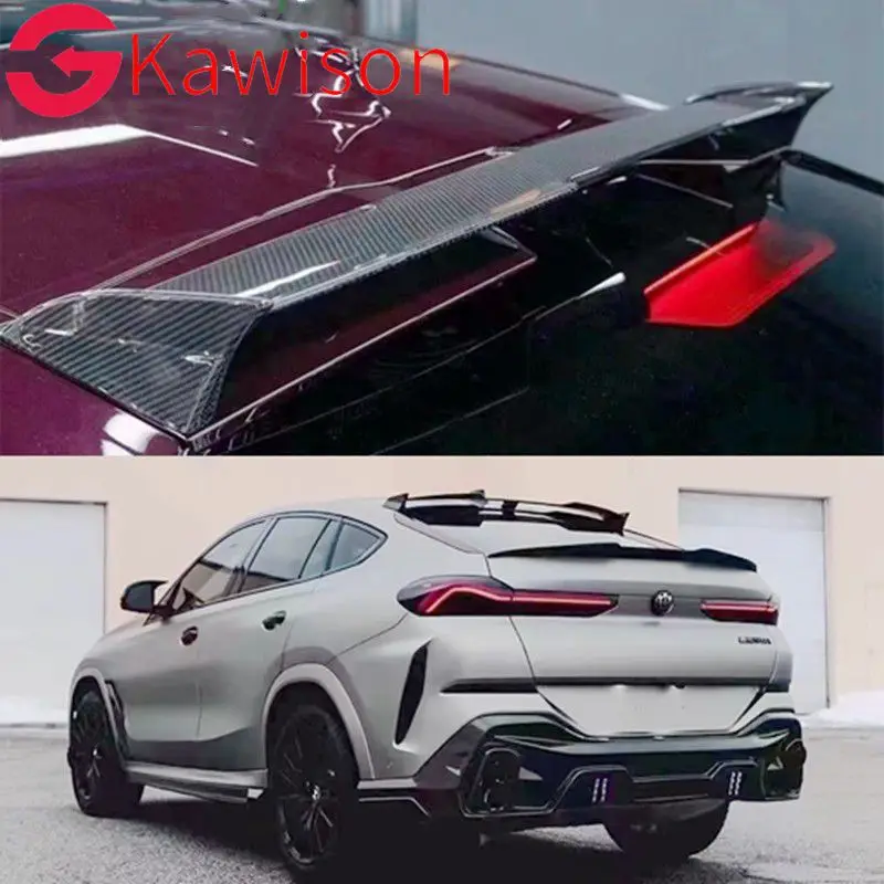 BMW X6 X6M G06 F96 2020 21 22 23 용 탄소 섬유 자동차 후면 지붕 창 트렁크 뚜껑 스포일러 윙 블랙 외부 튜닝 액세서리