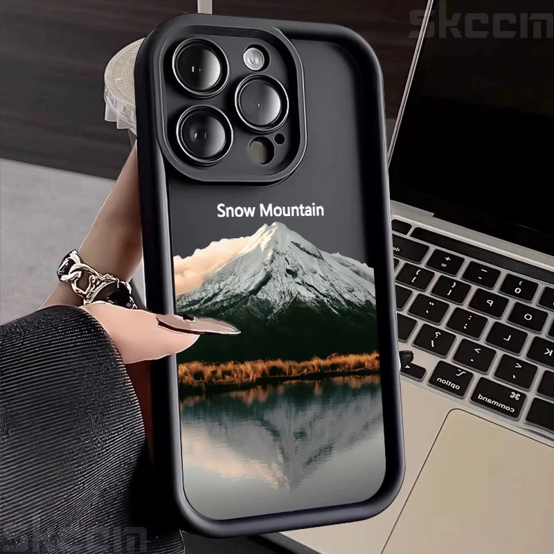 Schwarze Berg Gipfel Silikon Handyhülle Für Iphone Modelle_voghion.com
