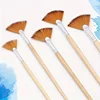 5pcs Fan Brush Set for Acrylic & Watercolor Painting - Nylon Bristles, Oil Paint Compatible 2