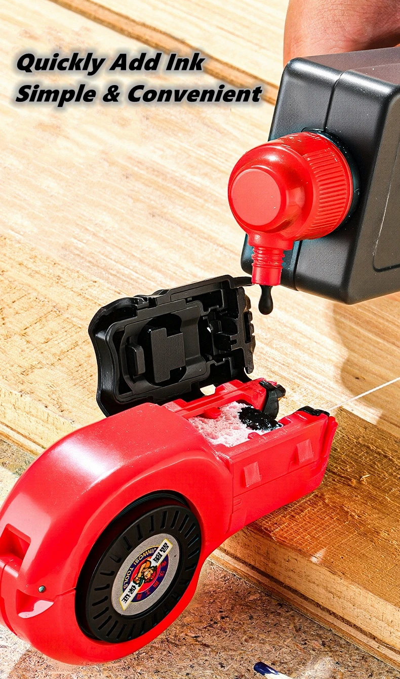 Woodworking Tool Carpenter Manual Ink Marker Scriber With 50M Chalk Lines Woodworking Scriber Ink Fountain Marking Tools