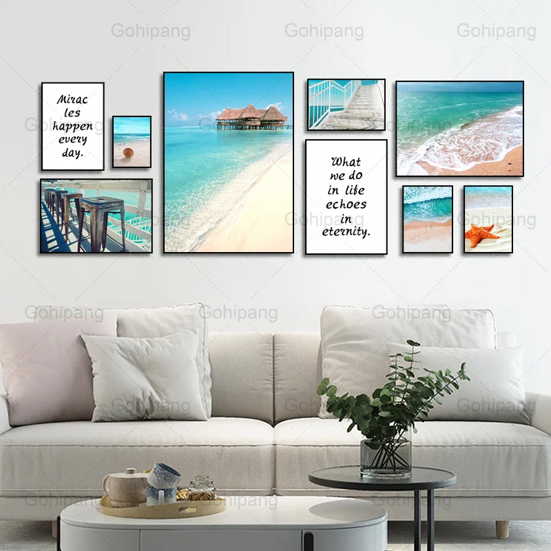 

Blue Sea Scenery Painting Modern Art Canvas Painting Home Wall Poster and Prints Living Room Decoration Wall Picture No Frame