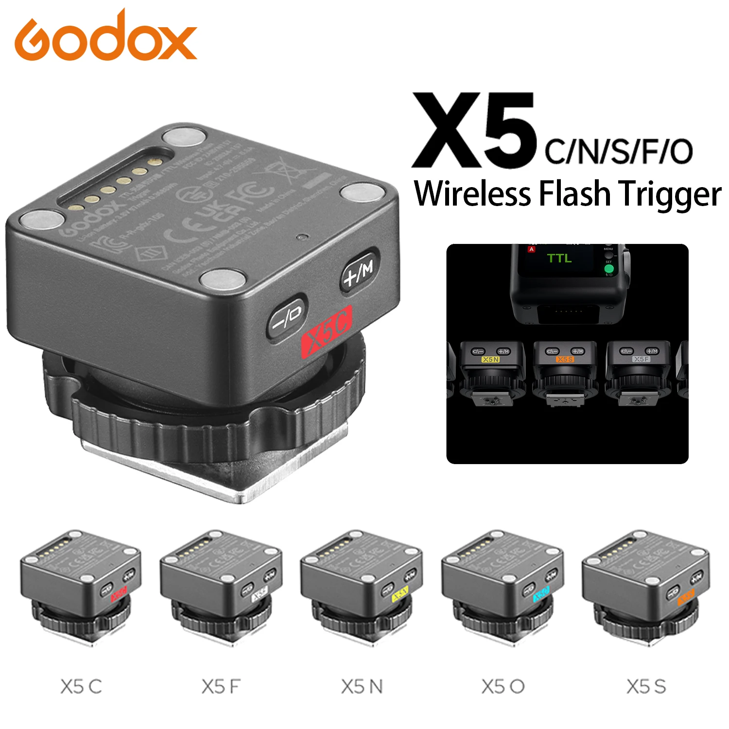 Godox X5 TTL 2.4G 마그네틱 플래시 트리거 핫슈 회전 헤드 송신기 (iT32 플래시, 라이카, , 캐논, 니콘, 후지, 올림푸스 호환)