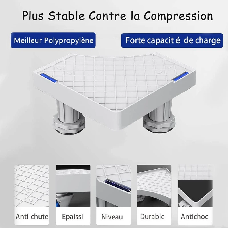 Washing Machine Stand, Washing Machine Dryer Fridge Pedestal, Adjustable Length,Load 300Kg Anti Vibration Anti Noise