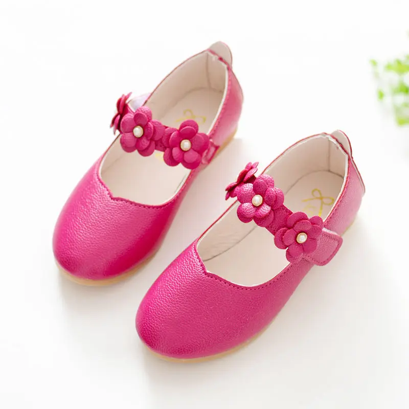 Flowers Fashion White Wedding Kids School Flat Shoes