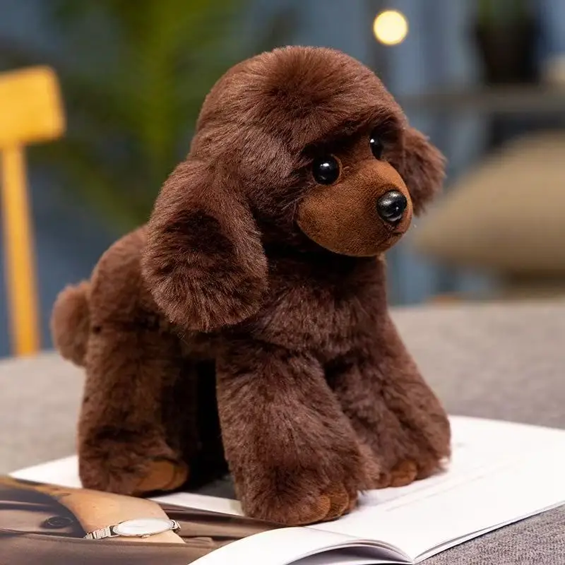 Simulation Poodle Dog Doll Lifelike Teddy Puppy Stuffed Plush Toys Handmade Realistic Animal Model Creative Gifts Present