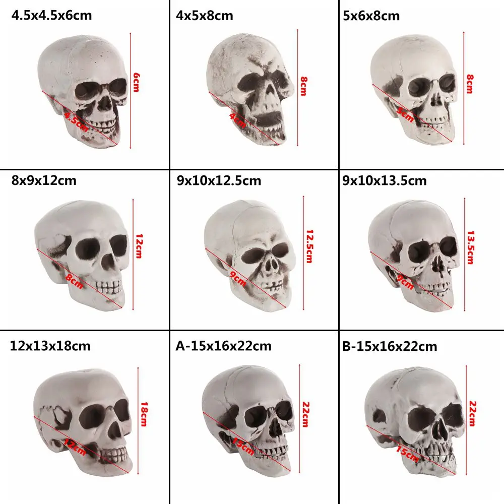 1Pcs High Quality Skull Head All Size Human Skeleton Halloween Style Photo Props Hanging Terrible Home Party Decor Game Supplies