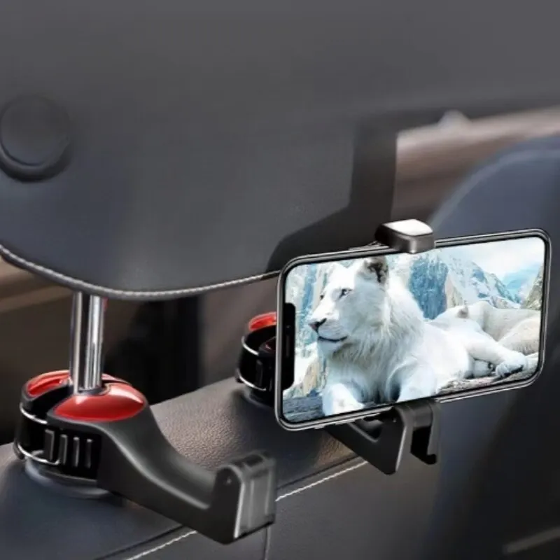 2 In 1 Car Hook Rear Headrest Hook Car Rear Phone Holder Lock Type Mobile Phone Holder phone holder