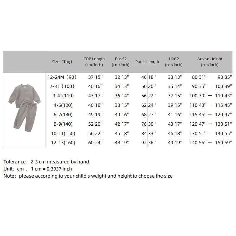 2024 New Arrivals Little Girls Clothing Tracksuit 2 Pieces Set Warm Fleece Plain Top Sweatshirt+Pants Loungewear Suit For Kids