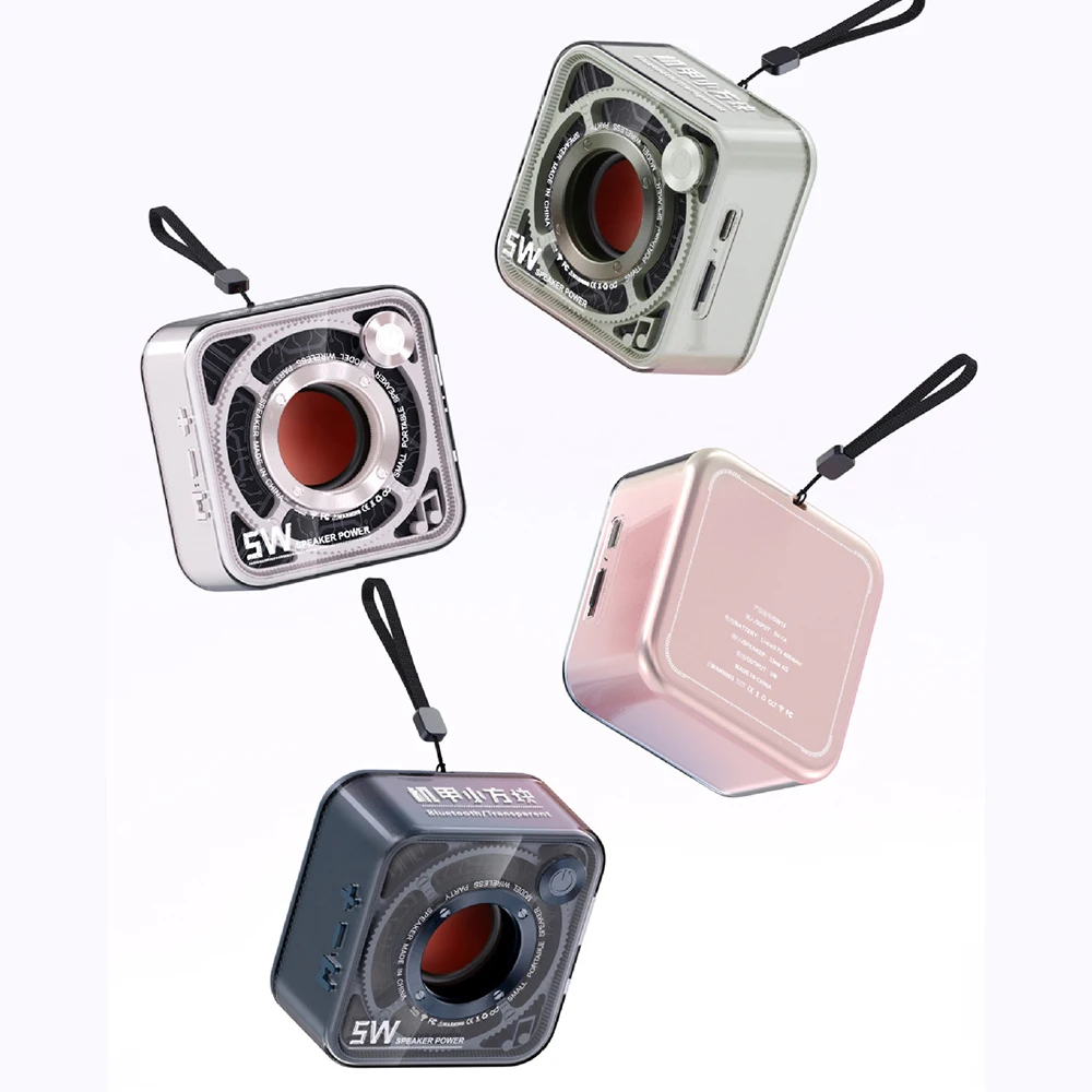 5W Mecha Music Speakers The Bass Transparent Wireless 400mAh TWS Stereo Surround Subwoofer Speaker Built-in MIC Sound for Party