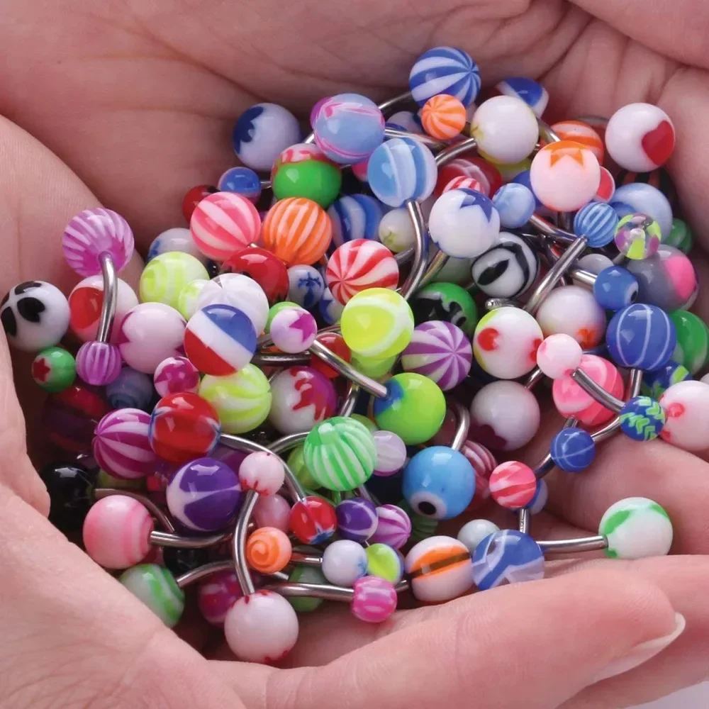 Fashion Mix Color Acrylic Stainless Steel Belly Button Piercing 30/50PC Navel Ombligo Piercing Body Jewelry piercing jewelry belly button piercings body piercing jewelry body jewelry
