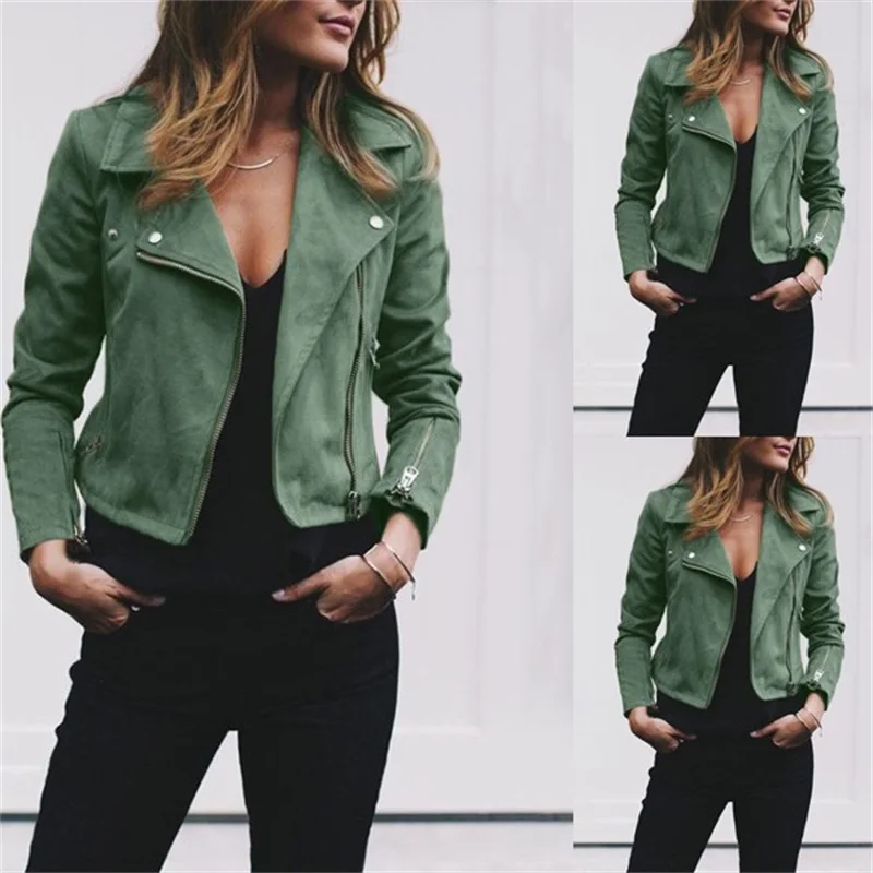 

Fashion Retro Women Coat Zipper Up Turn Down Collar Short Jackets Autumn Winter Female Solid Street Slim Fit Outwear Casual Tops