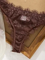 Ensemble soutien-gorge et culotte en dentelle fine de style basique pour femmes, sans couture, à œillets, sous-vêtements confortables, vêtements intimes 4