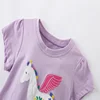 Jumping Meters 2-7T New Arrival Unicorn Embroidery Hot Selling Cotton Summer Girls Tshirts Baby Clothes Children's Tees Tops 3